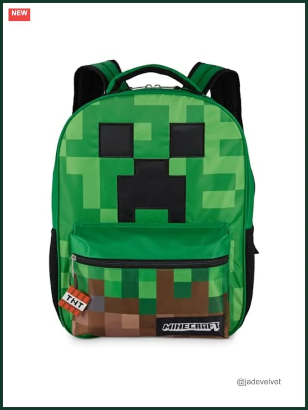 Minecraft Creeper Backpack for Kids, Polyester School Bag with Laptop Pocket,